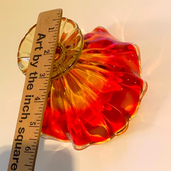 ❤️ Mid-Century Viking Glass Georgian Honeycomb, Orange to Red Glass Vase/Compote - Picture 12 of 12
